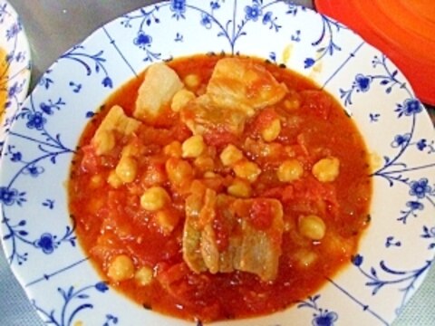 ひよこ豆がほっくり♪塩豚と豆のトマトスープ煮